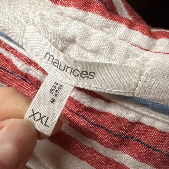 Maurices Red and White Striped Shirt - Picture 2 of 3